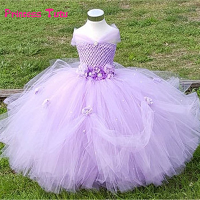 Girls Tutu Dress Tulle Princess Flower Girl Dresses Baby Kids Girls Party Pageant Bridesmaid Wedding Dress Ball Gown Robe Enfant