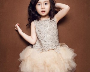 Party Dress For Girls Lace Ball Gown Exquisite Handmade Gold Girl Dresses Gifts Kids clothes To 3-9 Yrs Champagne Fashion Style