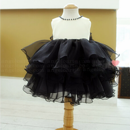 BBWOWLIN Baby Clothes Girls First Communion Dresses Black Beading Sleeveless Vestido for Newborn -2T Years Kids Clothes 8006 - Image 3