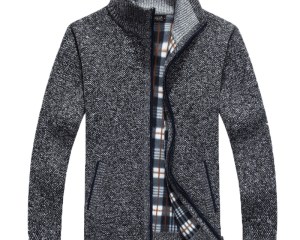 Men's sweater zipper cardigan in autumn and winter with cashmere sweater collar men loose warm sweater dresses