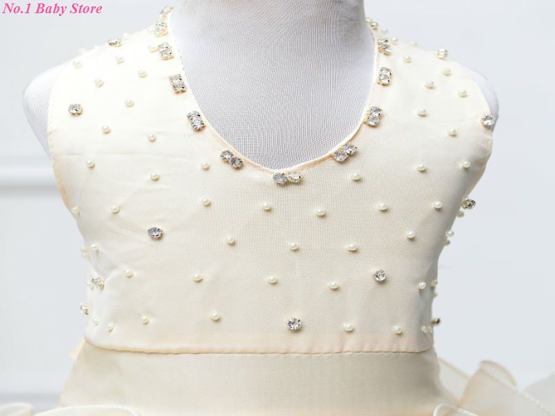 White Princess Children Girl Dresses For Kid Girls Party Pageant Dress With Long Train For Little Girls Glitz - Image 4