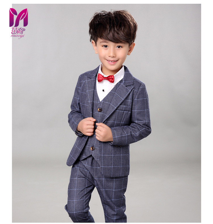 5pcs High quality 2020 new fashion baby boys kids boy suit for weddings prom formal Silvery gray dress wedding boy suits - Image 5