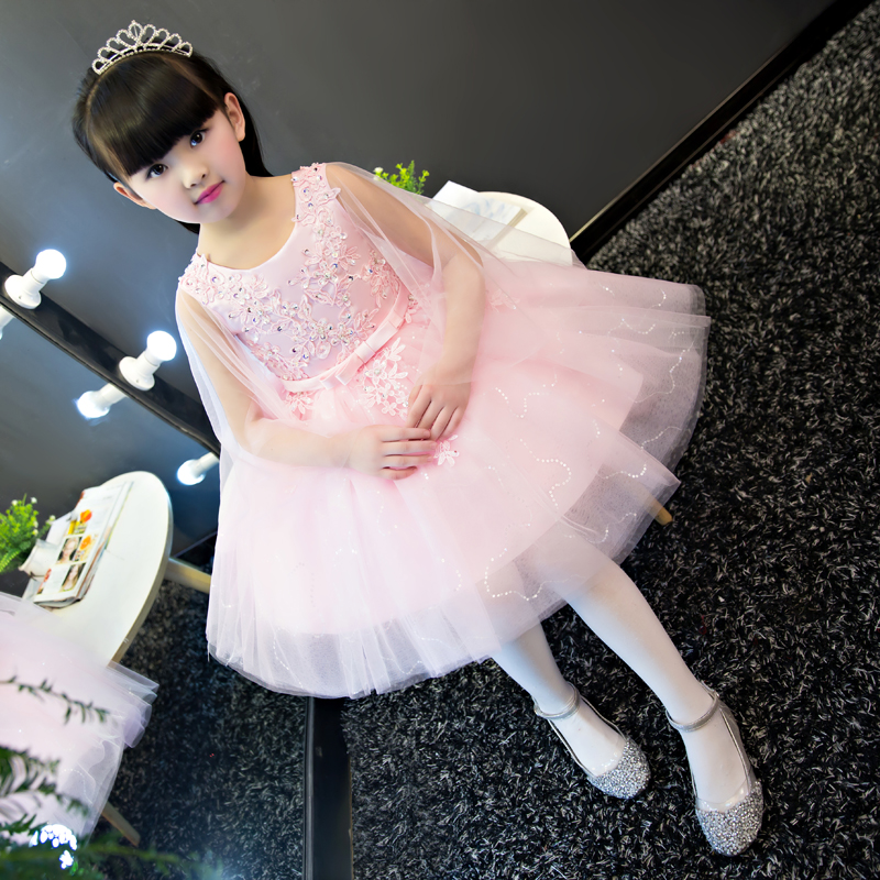 2020Korean Sweet New Kids Girls Embroidery Flower Petals Princess Dress Children Bridesmaid Elegant Dress Pageant Formal Party - Image 3