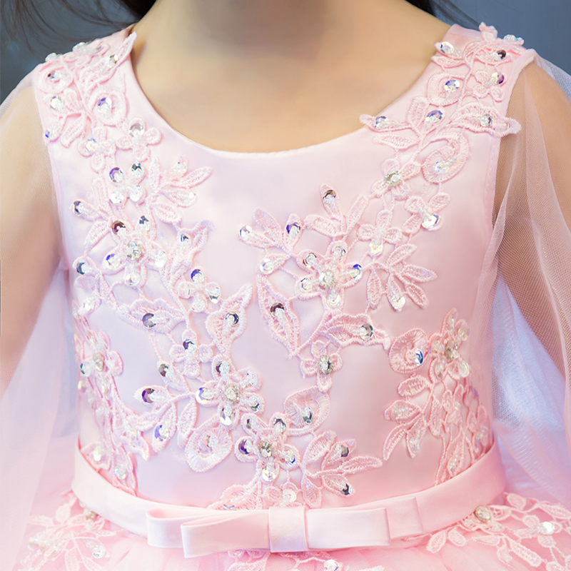 2020Korean Sweet New Kids Girls Embroidery Flower Petals Princess Dress Children Bridesmaid Elegant Dress Pageant Formal Party - Image 6