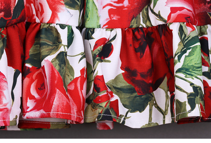 Summer beach vacation children family matching clothes mother daughter dress kids Toddler skirt red rose women and girl clothing - Image 5