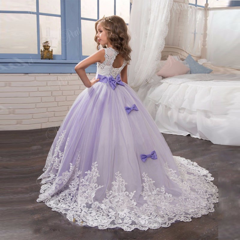2020 Flower Girl Dresses Elegant Pageant Dresses Appliques Beaded Ball Gown First Communion Dresses for Girl Kids Evening Gown - Image 5