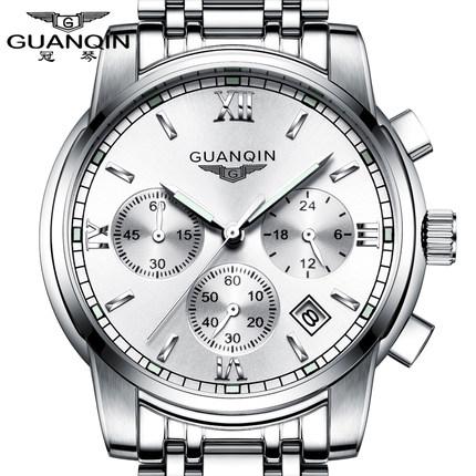Fashion watch men Luxury top brand GUANQIN steel men watch luminous waterproof Wristwatch multifunction Men Clock quartz watch - Image 4