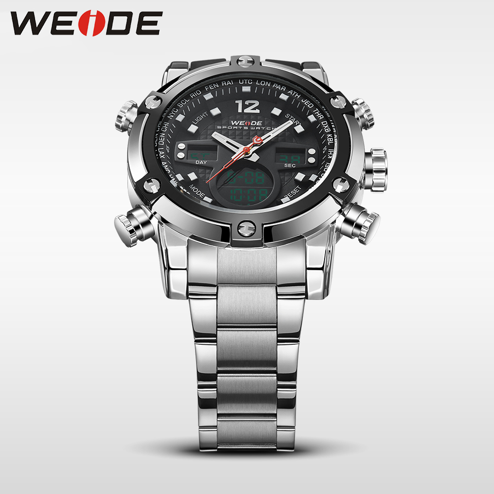 WEIDE 2 Time Zones Men Sport Water Resistant Men's Stopwatch Quartz Date Alarm Back Light Analog Military Sports Watches For Men - Image 6