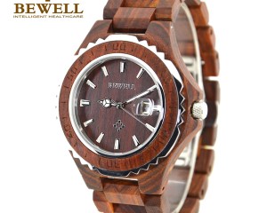 BEWELL Wood Watch Men Analog Display Date Relogio Masculino Quartz  Mens Watches top brand luxury Waterproof Wristwatch 100BG