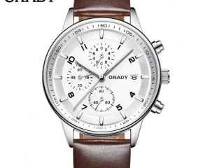 Leather Watches Men Luxury Top Brand Grady New Fashion Men's Designer Quartz Watch Male Wristwatch relogio masculino relojes