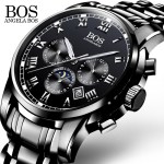 ANGELA BOS Black Stainless Steel Clock Men Watches 2020 Luxury Brand Men Watch Quartz Contracted Date Men's Watches Wristwatch