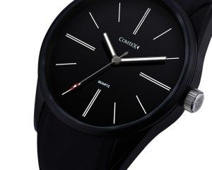 COMTEX Brand Men Watch Large Dial Face Wrist Watch Analog Display Quartz Movement Sports Watch Silicone Rubber Strap Pin Buckle