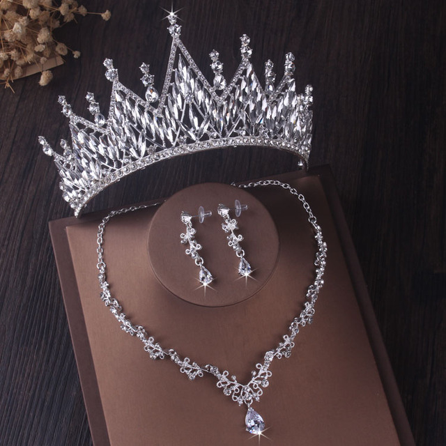 Gorgeous Silver Color Crystal Bridal Jewelry Sets Fashion Tiaras Crown Earrings Choker Necklace Women Wedding Dress Jewelry Set - Image 6