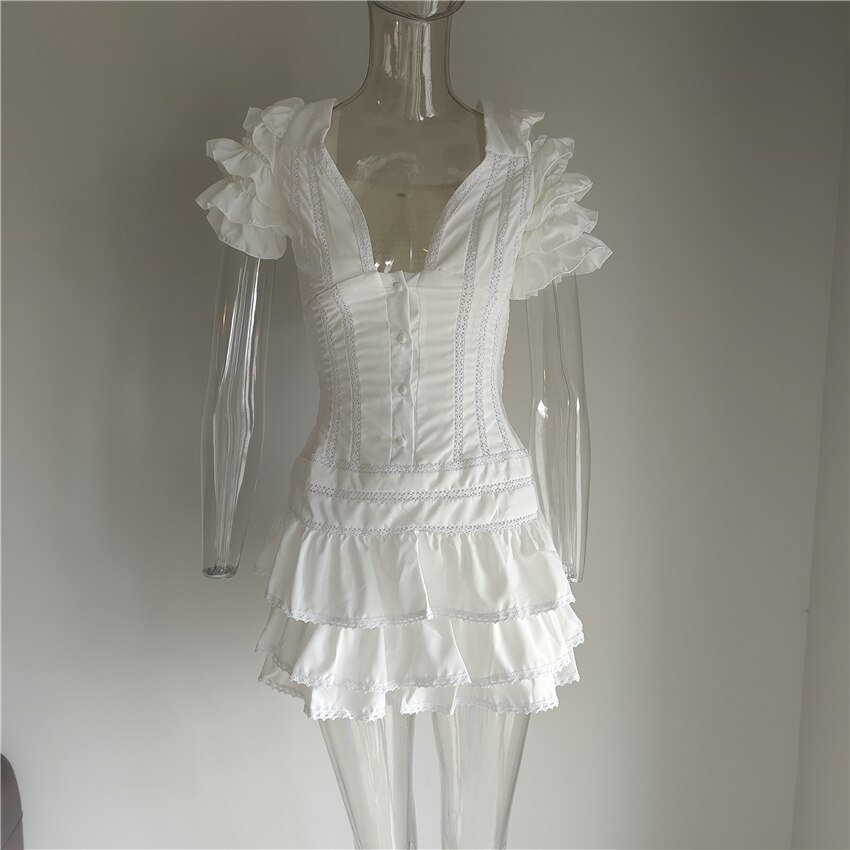 High Quality 2022 Ruffle Light Blue Women Mini Dress - Image 6