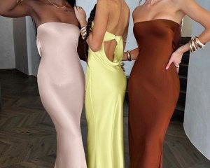 Strapless Backless Summer Maxi Dress Women Elegant Party Long Dress Sexy Off Shoulder Sleeveless Satin Bodycon Dress 2022