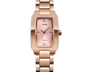 SKMEI Women Watch Rectangle Dial Elegant Quartz Japanese Lady Wristwatches Golden Stainless Steel Bracelet Watches montre femme