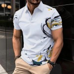 Summer Men's Polo Shirt Striped Print Business Style Button Clothing Casual Men's Street Wear short Sleeve T-shirt for Men