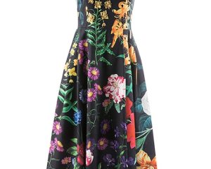 TWOTWINSTYLE Summer Loose Dress For Women Square Collar Sleeveless High Waist Print Colorblock Midi Dresses Female Clothing 2022