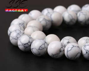 Wholesale Natural Stone Beads White Howlite Turquoises Beads 15" 4 6 8 10 12MM Bracelet Fit Diy Charm Beads For Jewelry Making