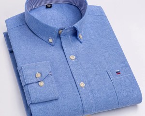 Men's Shirt Long Sleeve Plaid Oxford Casual Solid Color Print Regular Fit Formal Dress Shirt Oversized Men Clothing