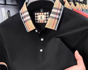 High end brand solid color short sleeve polo shirt men's mercerized cotton comfortable top new casual contrasting lapel T-shirt