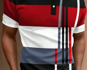New Male Golf Stripe Polo Men's Casual Short-Sleeved Polo Shirt Solid Color Lapel Fashion Business Sports Breathable T-Shirt Top