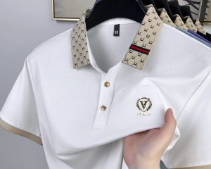 2025 summer new men's fashionable short sleeved business casual comfortable breathable polo shirt high-end designer exquisite ba