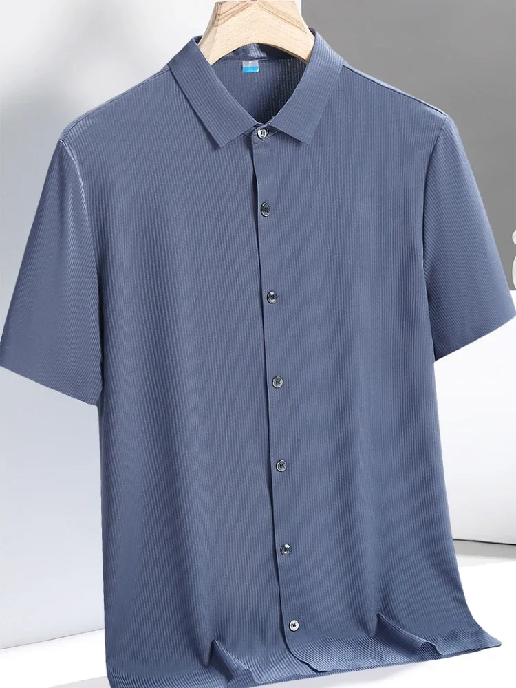 Ice Silk Shirts Man Short Sleeve Top Male Quick Dry Cool Classic Big Size 5XL 6XL 7XL 8XL Large Plus Loose Summer Social Blouse - Image 5