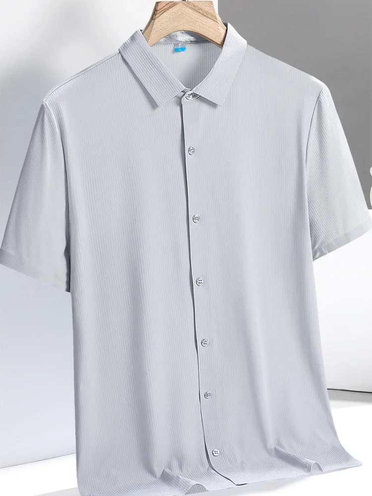 Ice Silk Shirts Man Short Sleeve Top Male Quick Dry Cool Classic Big Size 5XL 6XL 7XL 8XL Large Plus Loose Summer Social Blouse - Image 4