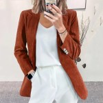 Autumn and Winter Women's S-3XL Jacket New Corduroy Cardigan Temperament Solid Color Casual Professional Small Suit Jacket
