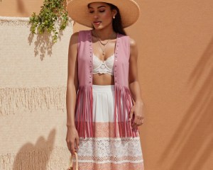 New Fashion Women Rivet Tassel Vest Open Front Sleeveless Faux Suede Vest Jacket Hippie Costumes Hot Sale S-2XL