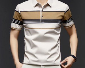 TFETTERS Brand 2025 Summer Men T Shirt Short Sleeve Wide Striped Design Comfort Mid-age Business Work Man Tshirt Oversized 4XL