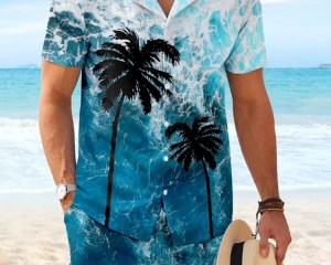 2025 New Style Hawaiian 3D Palm Tree Printed Men's Shirt And Shorts Set Summer Daily Casual Shirt Seaside Vacation Beach Shorts