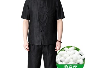 AYUNSUE Luxury Gauze Silk Suit for Men Fashion Quality 100% Mulberry Silk Shirt Man Clothing Casual Summer Outfit ropa hombre