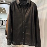 Fashion Hollow Out Mens Genuine Leather Shirt Jacket Single Breasted Spring Casual Outerwear High Quality Sheepskin Coat Male