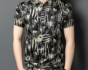 Lightweight Premium Silk Polo Hommes Short Sleeve Men's T Shirt Summer Quality Coolness Soft Comfortable Print Camisas De Hombre