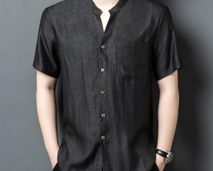 Crack Plus Size Silk Shirts For Men Short Sleeved Skin-Friendly Summer Quality Gambiered Canton Gauze Tang Costume Chemise Homme