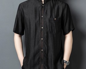 Embroidery Silk Premium Shirts For Men Skin-Friendly Breathable Summer Quality Gambiered Canton Gauze Tang Costume Chemise Homme