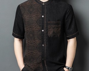 Mulberry Silk 100% Shirts For Men Short Sleeve Pocket Designer Summer Quality Gambiered Canton Gauze Luxurious Camisas De Hombre