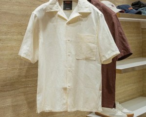 ZZ 100% linen comfortable and breathable summer casual bowling short-sleeved shirt