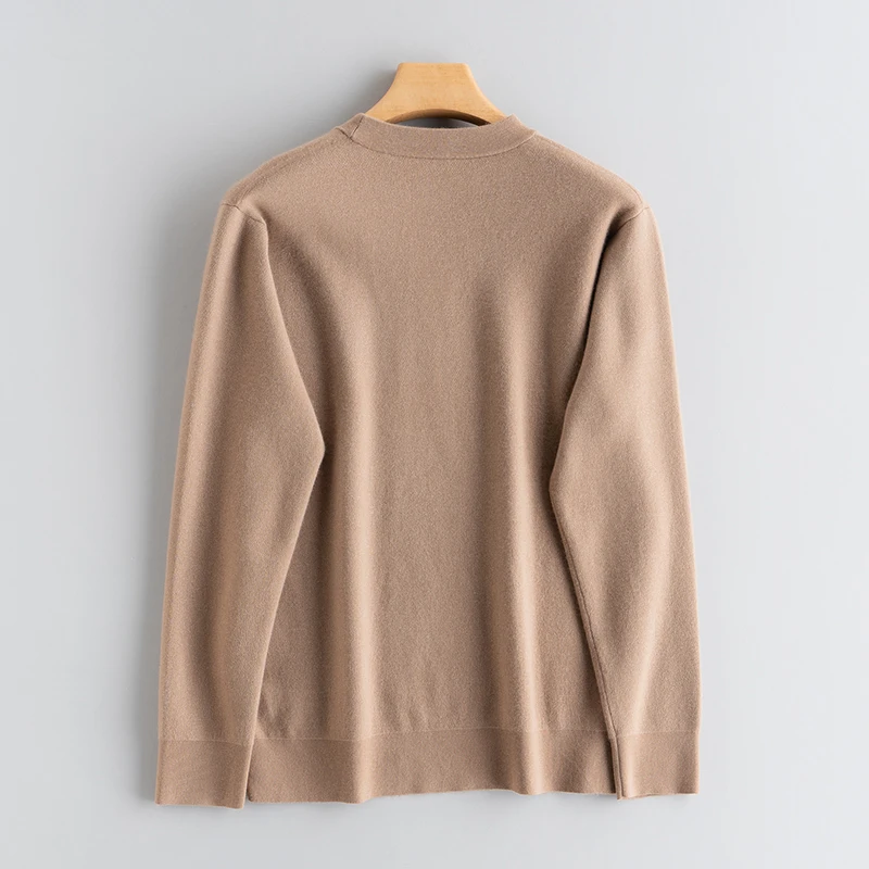 2025 Autumn Winter New Thickened 100% Pure Cashmere Men's Crew Neck Sweater Comfortable Warm Pullover Versatile Base Shirt - Image 6