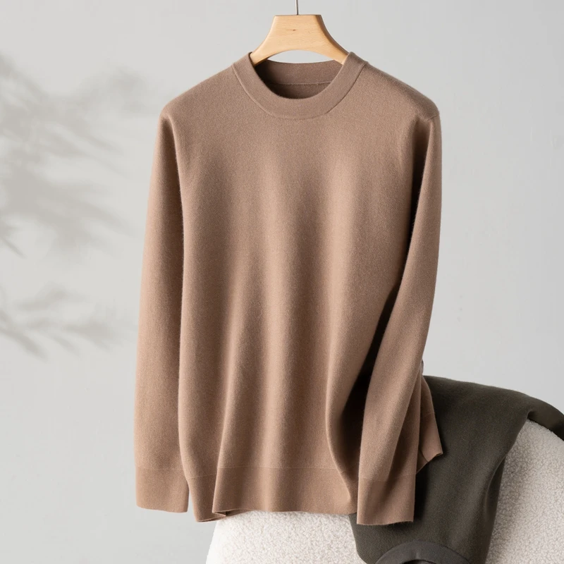 2025 Autumn Winter New Thickened 100% Pure Cashmere Men's Crew Neck Sweater Comfortable Warm Pullover Versatile Base Shirt - Image 2