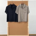 Italian high luxury quality, silky and skin-friendly feel, casual lapel light and breathable lapel short-sleeved shirt