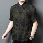 Real Silk Men's Summer Gambiered Guangdong Short-Sleeved Suit Shirt Middle-Aged Loose Casual Dad Men