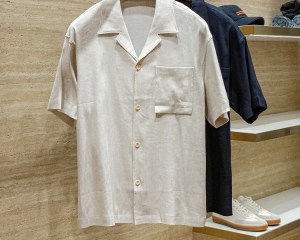 LP version linen blend old money style classic Cuban collar casual short-sleeved shirt