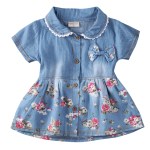 Flower Girl Princess Denim Jean Dress Kid Baby Party Wedding Pageant Dresses Clothes