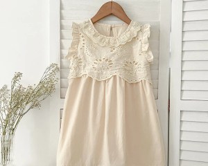 Girl'S Princess Dress New Fashion Kids Lace Embroidered Sleeveless Dress For Children's Sweet Vest Dress Korean Style