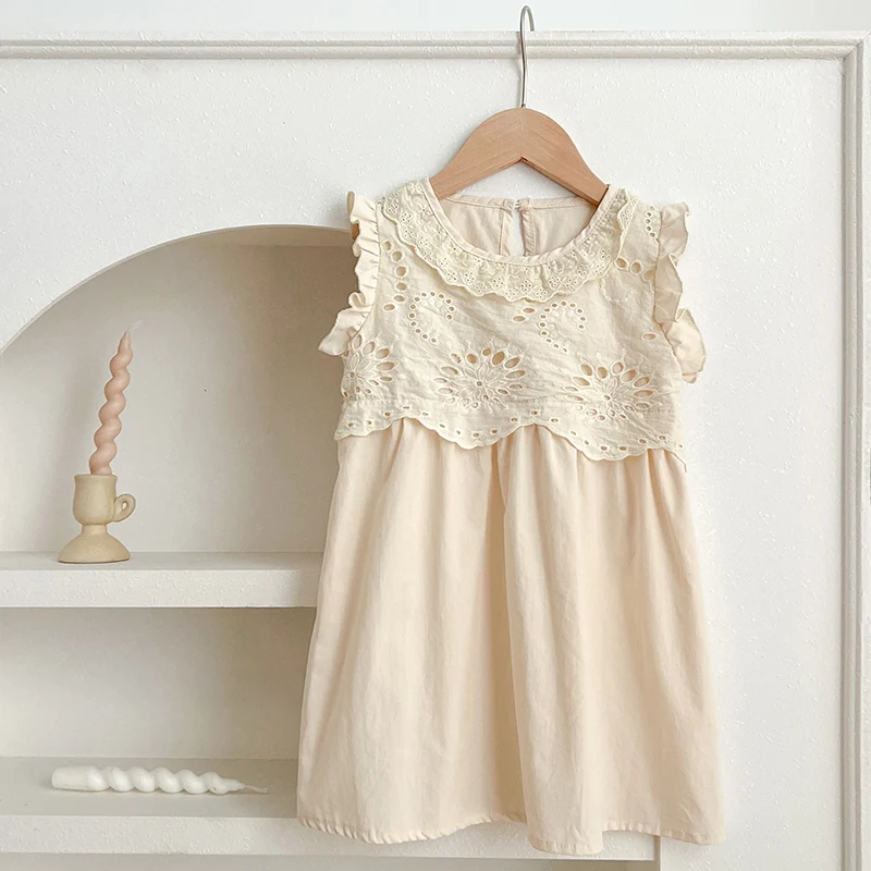 Girl'S Princess Dress New Fashion Kids Lace Embroidered Sleeveless Dress For Children's Sweet Vest Dress Korean Style - Image 2