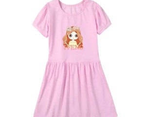 Kids Short Sleeve Dresses for Flowers Girls Print Princess Dress New Kids Dress Baby Girl Clothes Toddler Frocks 3-14Y