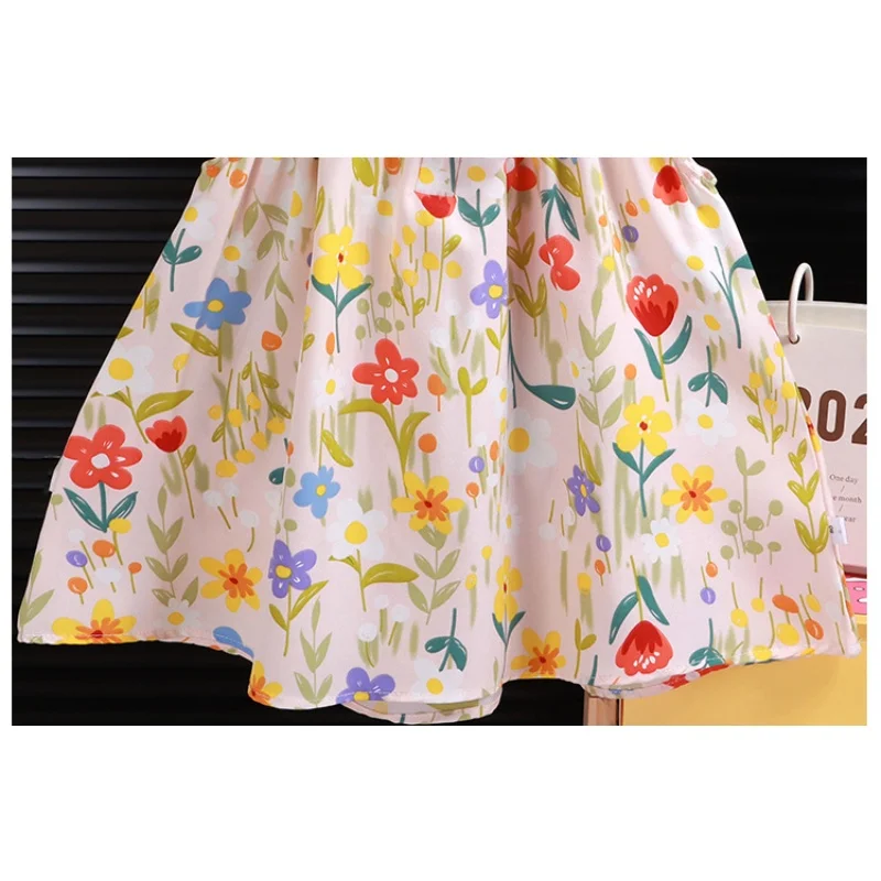 1-9Y Kids Girls' Floral Princess Style Dress with Little Flutter Sleeves with Comfortable and Breathable Fabric for Child - Image 2